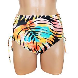 Sundazed Paradise Palm Stella High-Waist multicolor bikini bottom size M